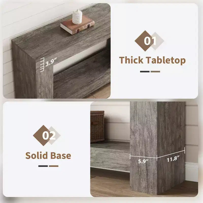 Farmhouse Console Table - 2-Tier Entryway Table with Storage for Living Room, Hallway & Entrance