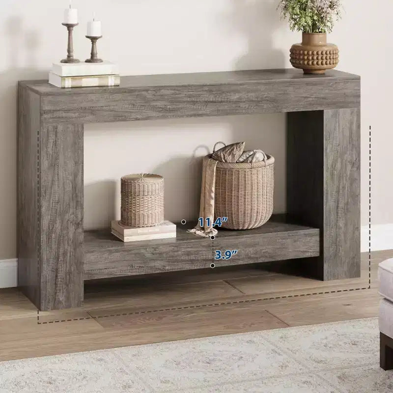Farmhouse Console Table - 2-Tier Entryway Table with Storage for Living Room, Hallway & Entrance