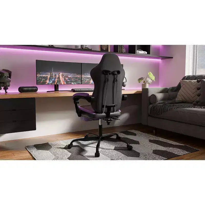 Ora Maison Ergonomic Gaming Chair with Footrest and Massage Lumbar, Height Adjustable Swivel Computer Chair for Adults, 300lb Capacity, Purple