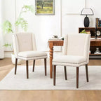 Christopher Knight Home Delph Modern Rivet Upholstered Dining Chairs with Rubber Wood Leg (Set of 2)