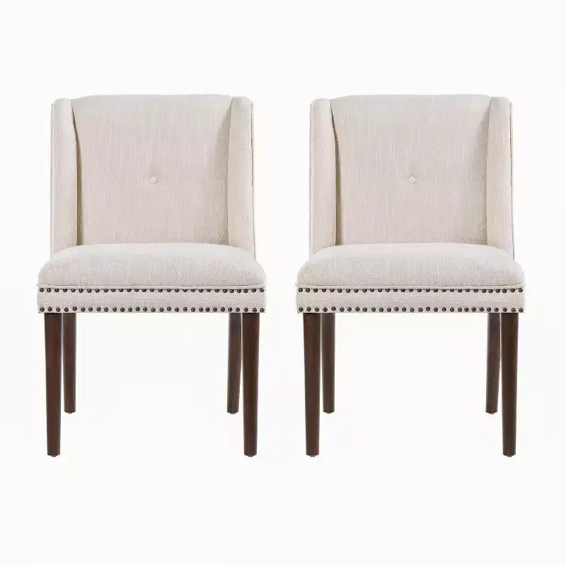Christopher Knight Home Delph Modern Rivet Upholstered Dining Chairs with Rubber Wood Leg (Set of 2)