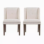 Christopher Knight Home Delph Modern Rivet Upholstered Dining Chairs with Rubber Wood Leg (Set of 2)