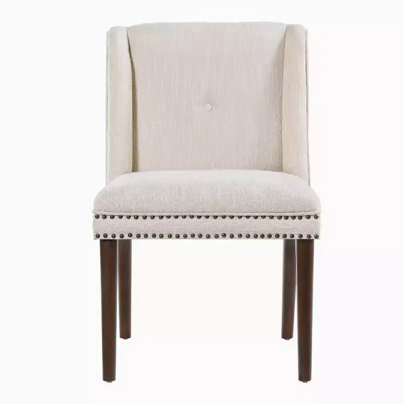 Christopher Knight Home Delph Modern Rivet Upholstered Dining Chairs with Rubber Wood Leg (Set of 2)