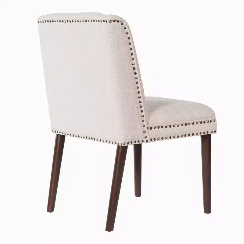 Christopher Knight Home Delph Modern Rivet Upholstered Dining Chairs with Rubber Wood Leg (Set of 2)