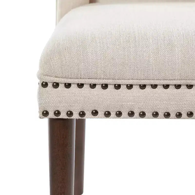 Christopher Knight Home Delph Modern Rivet Upholstered Dining Chairs with Rubber Wood Leg (Set of 2)