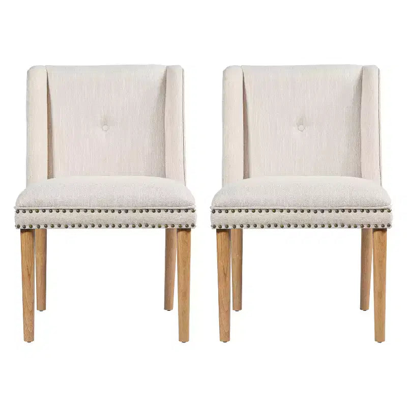 Christopher Knight Home Delph Modern Rivet Upholstered Dining Chairs with Rubber Wood Leg (Set of 2)