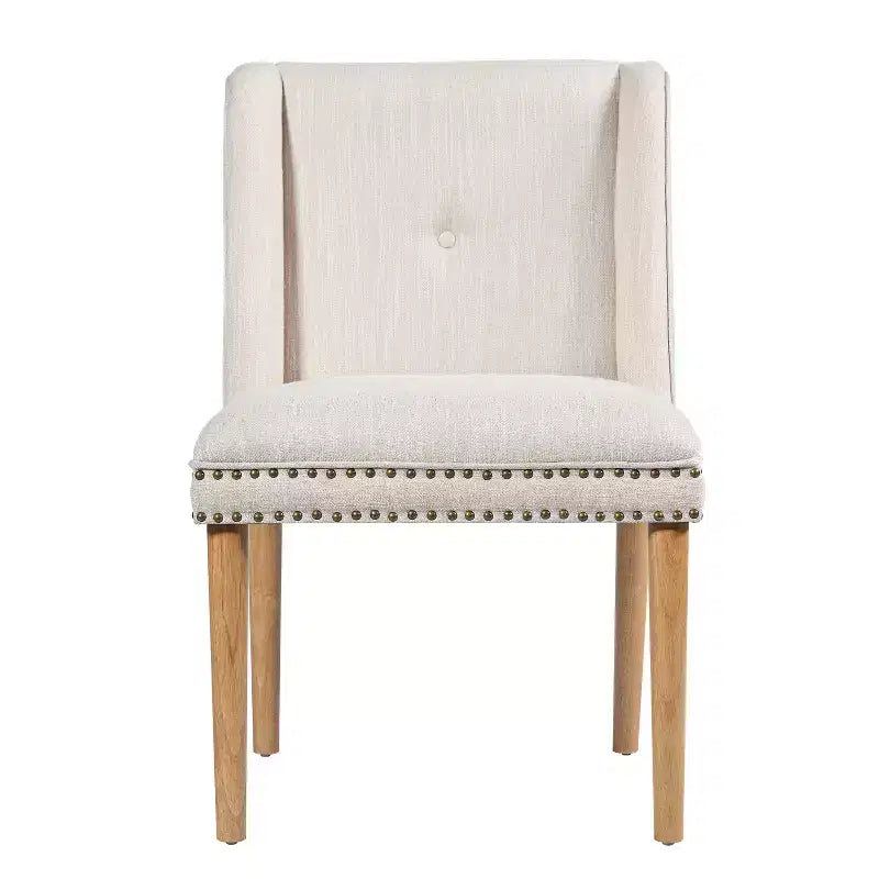 Christopher Knight Home Delph Modern Rivet Upholstered Dining Chairs with Rubber Wood Leg (Set of 2)