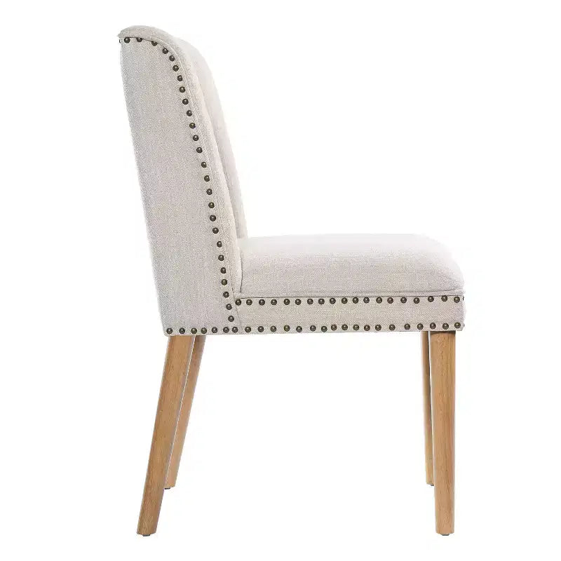 Christopher Knight Home Delph Modern Rivet Upholstered Dining Chairs with Rubber Wood Leg (Set of 2)