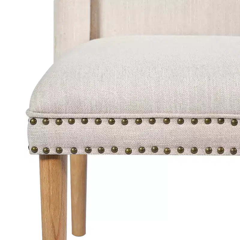 Christopher Knight Home Delph Modern Rivet Upholstered Dining Chairs with Rubber Wood Leg (Set of 2)