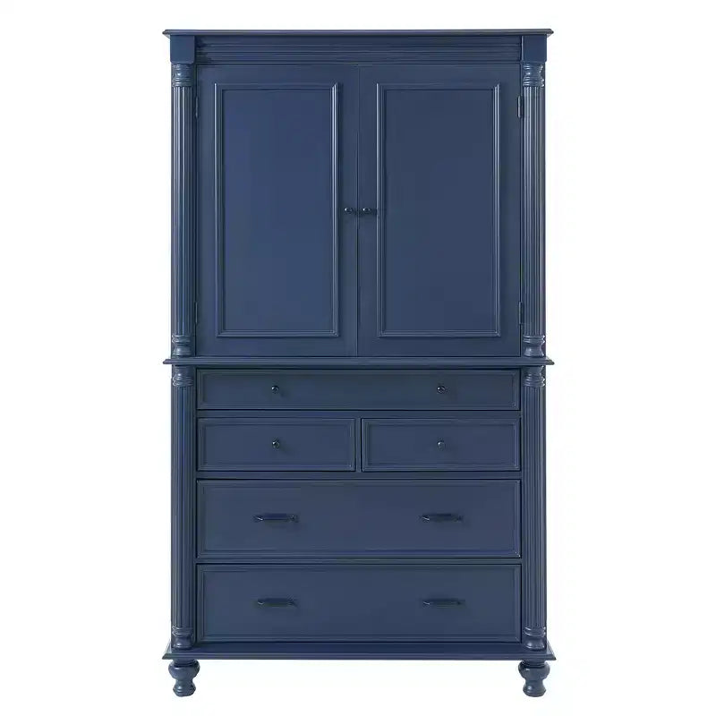 Zeus & Ruta 77.3 in Tall Kitchen Pantry Cabinet with 6 Doors, 5 Drawers, Adjustable Shelves, Freestanding Storage