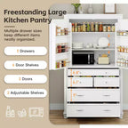 Zeus & Ruta 77.3 in Tall Kitchen Pantry Cabinet with 6 Doors, 5 Drawers, Adjustable Shelves, Freestanding Storage