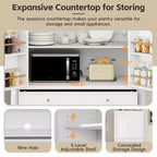Zeus & Ruta 77.3 in Tall Kitchen Pantry Cabinet with 6 Doors, 5 Drawers, Adjustable Shelves, Freestanding Storage