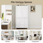 Zeus & Ruta 77.3 in Tall Kitchen Pantry Cabinet with 6 Doors, 5 Drawers, Adjustable Shelves, Freestanding Storage