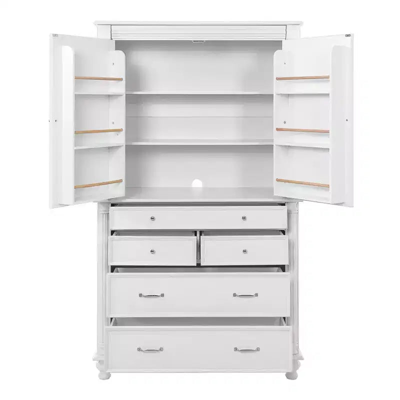 Zeus & Ruta 77.3 in Tall Kitchen Pantry Cabinet with 6 Doors, 5 Drawers, Adjustable Shelves, Freestanding Storage