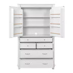 Zeus & Ruta 77.3 in Tall Kitchen Pantry Cabinet with 6 Doors, 5 Drawers, Adjustable Shelves, Freestanding Storage