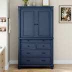 Zeus & Ruta 77.3 in Tall Kitchen Pantry Cabinet with 6 Doors, 5 Drawers, Adjustable Shelves, Freestanding Storage
