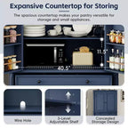 Zeus & Ruta 77.3 in Tall Kitchen Pantry Cabinet with 6 Doors, 5 Drawers, Adjustable Shelves, Freestanding Storage