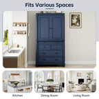 Zeus & Ruta 77.3 in Tall Kitchen Pantry Cabinet with 6 Doors, 5 Drawers, Adjustable Shelves, Freestanding Storage