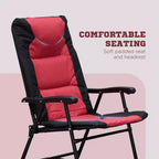 NAYSAYE 3 Piece Patio Furniture Set Folding Rocking Chairs with Glass Coffee Table Bistro Set for Porch Balcony Camping, Red, 26.75*35.5*41.75
