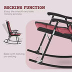 NAYSAYE 3 Piece Patio Furniture Set Folding Rocking Chairs with Glass Coffee Table Bistro Set for Porch Balcony Camping, Red, 26.75*35.5*41.75