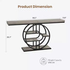 Industrial 55 Console Table, 5-Tier Narrow Entryway Sofa Table with Metal Frame & Multi-Functional Storage Shelves for Living Room & Hallway