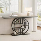Industrial 55 Console Table, 5-Tier Narrow Entryway Sofa Table with Metal Frame & Multi-Functional Storage Shelves for Living Room & Hallway
