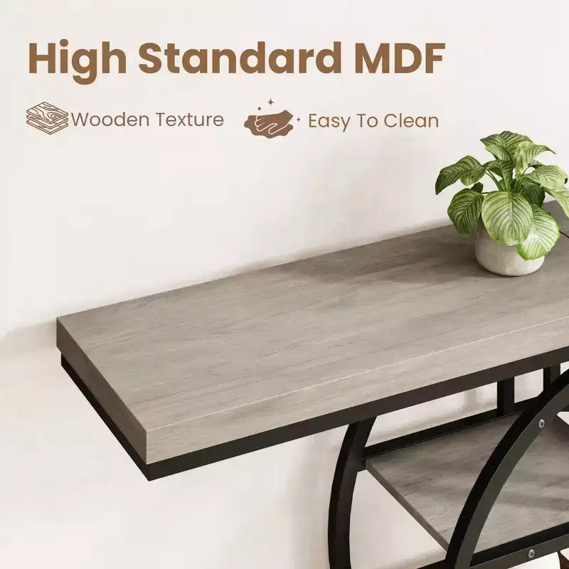 Industrial 55 Console Table, 5-Tier Narrow Entryway Sofa Table with Metal Frame & Multi-Functional Storage Shelves for Living Room & Hallway