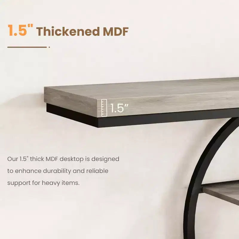 Industrial 55 Console Table, 5-Tier Narrow Entryway Sofa Table with Metal Frame & Multi-Functional Storage Shelves for Living Room & Hallway