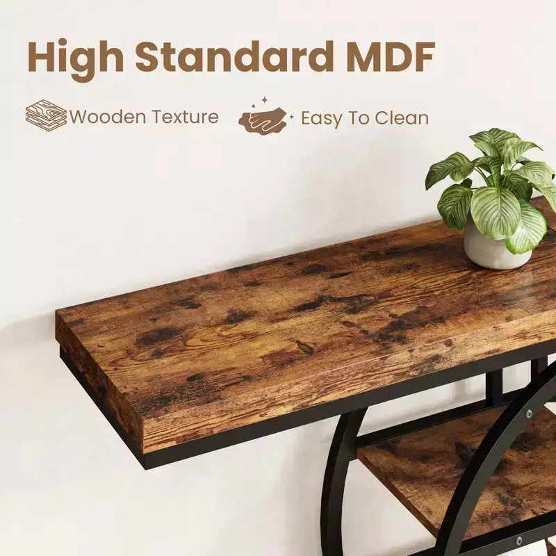 Industrial 55 Console Table, 5-Tier Narrow Entryway Sofa Table with Metal Frame & Multi-Functional Storage Shelves for Living Room & Hallway