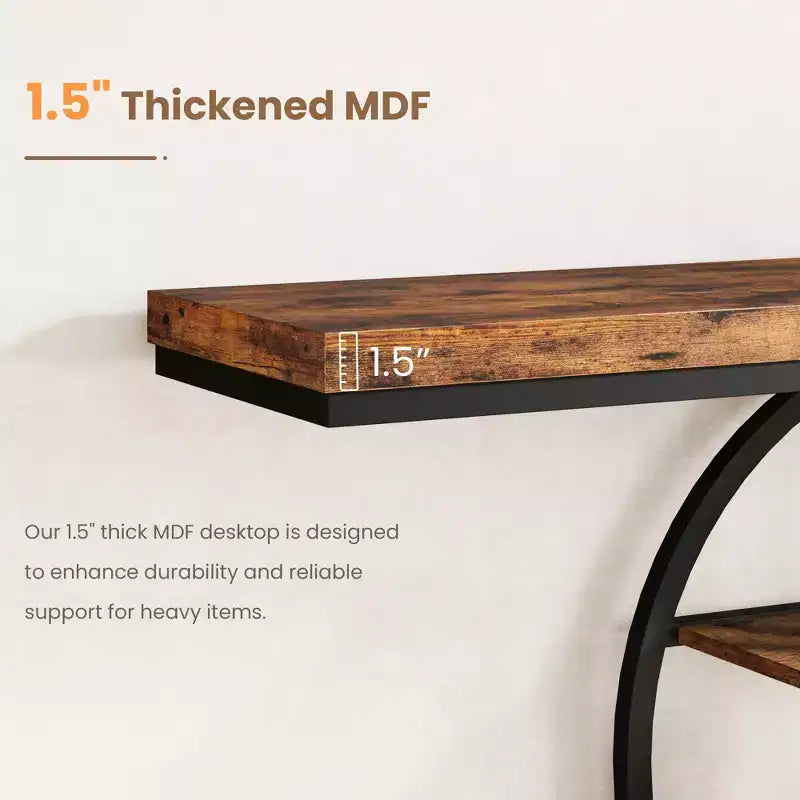 Industrial 55 Console Table, 5-Tier Narrow Entryway Sofa Table with Metal Frame & Multi-Functional Storage Shelves for Living Room & Hallway