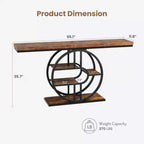 Industrial 55 Console Table, 5-Tier Narrow Entryway Sofa Table with Metal Frame & Multi-Functional Storage Shelves for Living Room & Hallway
