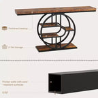 Industrial 55 Console Table, 5-Tier Narrow Entryway Sofa Table with Metal Frame & Multi-Functional Storage Shelves for Living Room & Hallway