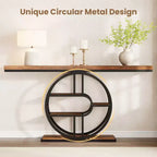 Industrial 55 Console Table, 5-Tier Narrow Entryway Sofa Table with Metal Frame & Multi-Functional Storage Shelves for Living Room & Hallway