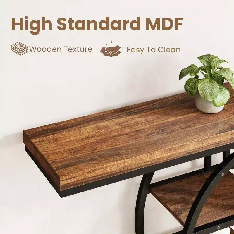 Industrial 55 Console Table, 5-Tier Narrow Entryway Sofa Table with Metal Frame & Multi-Functional Storage Shelves for Living Room & Hallway