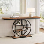 Industrial 55 Console Table, 5-Tier Narrow Entryway Sofa Table with Metal Frame & Multi-Functional Storage Shelves for Living Room & Hallway