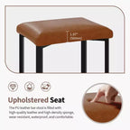 Coolmee 24 inches Bar Stools Set of 2, PU Leather Kitchen Chairs with 2 Thick Upholstery Counter Height Bar Stools, Sturdy Metal Base, Easy Assembly