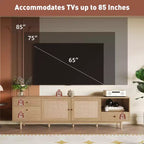 GDFStudio Danny Boho TV Stand with Rattan Woven Doors, Open Storage and Drawers