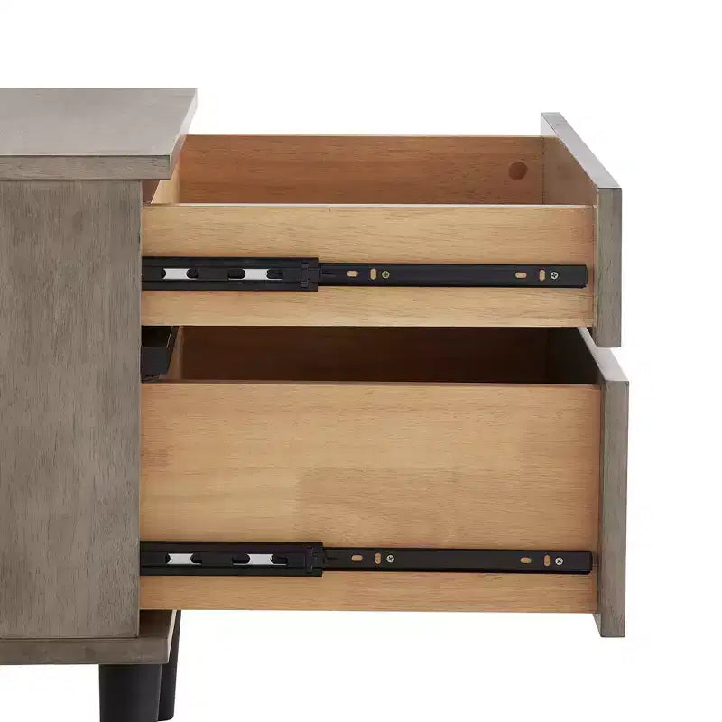 Sutro Mid-Century Modern Black Legs 2-Drawer Nightstand - Grey/Black - iNSPIRE Q