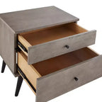 Sutro Mid-Century Modern Black Legs 2-Drawer Nightstand - Grey/Black - iNSPIRE Q
