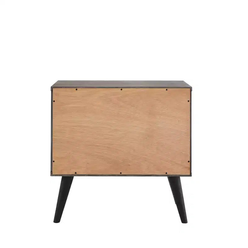 Sutro Mid-Century Modern Black Legs 2-Drawer Nightstand - Grey/Black - iNSPIRE Q