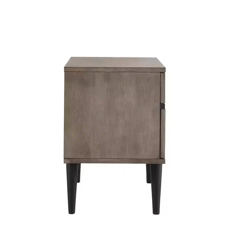 Sutro Mid-Century Modern Black Legs 2-Drawer Nightstand - Grey/Black - iNSPIRE Q