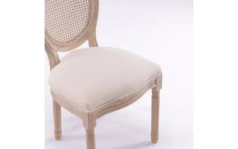 Set of 2 Upholstered Dining Chairs, French Style Linen Fabric Seat, Accent Side Chairs for Kitchen Dining Room