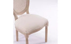 Set of 2 Upholstered Dining Chairs, French Style Linen Fabric Seat, Accent Side Chairs for Kitchen Dining Room