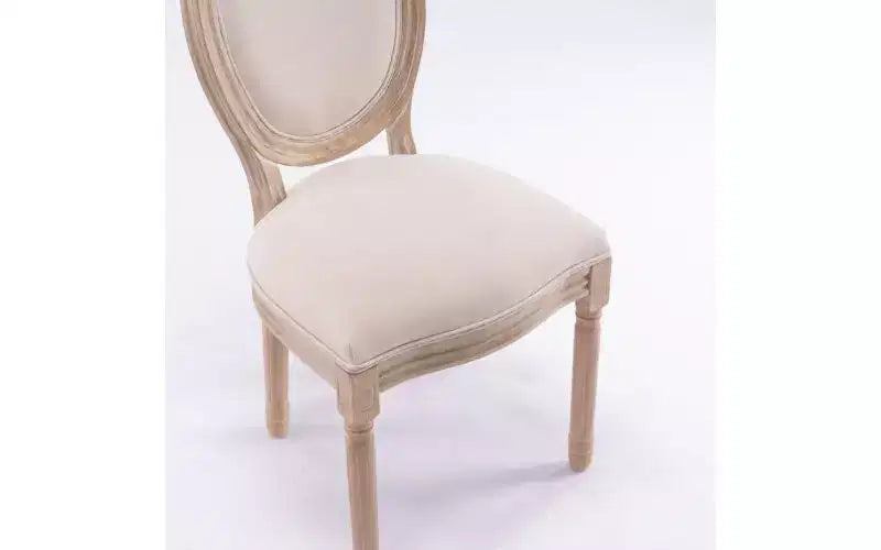 Set of 2 Upholstered Dining Chairs, French Style Linen Fabric Seat, Accent Side Chairs for Kitchen Dining Room