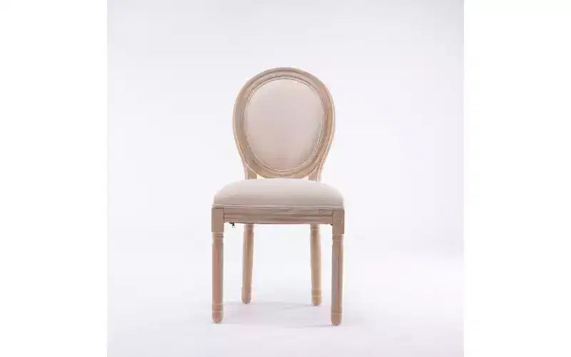 Set of 2 Upholstered Dining Chairs, French Style Linen Fabric Seat, Accent Side Chairs for Kitchen Dining Room