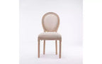 Set of 2 Upholstered Dining Chairs, French Style Linen Fabric Seat, Accent Side Chairs for Kitchen Dining Room