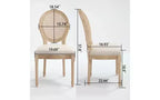 Set of 2 Upholstered Dining Chairs, French Style Linen Fabric Seat, Accent Side Chairs for Kitchen Dining Room