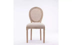 Set of 2 Upholstered Dining Chairs, French Style Linen Fabric Seat, Accent Side Chairs for Kitchen Dining Room