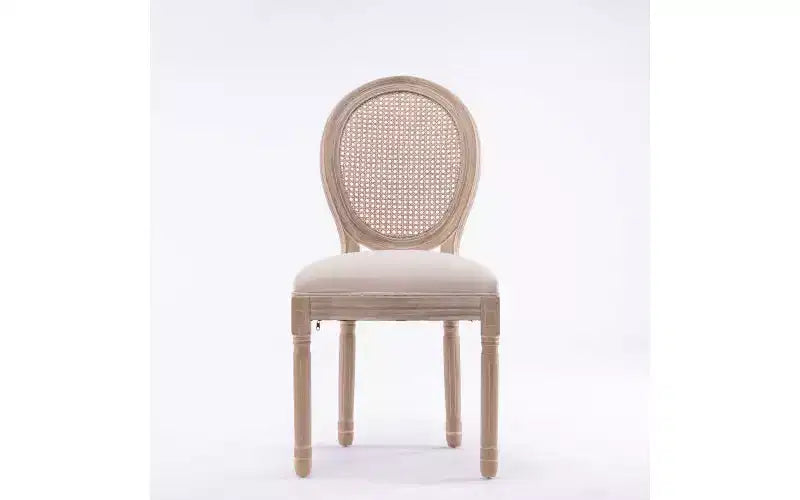 Set of 2 Upholstered Dining Chairs, French Style Linen Fabric Seat, Accent Side Chairs for Kitchen Dining Room