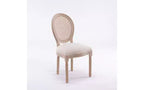Set of 2 Upholstered Dining Chairs, French Style Linen Fabric Seat, Accent Side Chairs for Kitchen Dining Room